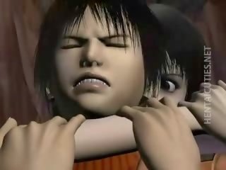 Smyslný 3d anime hezká vtipálek a kámo