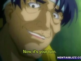 Hentai coed watching her companion gets assfucked by pervert lad