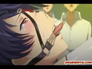 Chained Busty Hentai Gagging With Blindfold Hard Poking