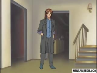 Handcuffed Hentai Milf Gets Fucked Rough By Two juveniles