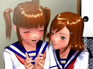 Two 3D Hentai Schoolgirls Gets Nailed