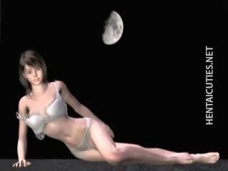 Splendid 3d anime feature pose in her içki geýim
