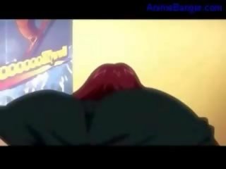 Busty mistress riding on fellow fucked in doggy creampie on the bed