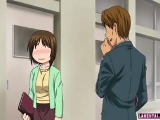 Berahi hentai babe melancap dan mendapat fucked pada tandas
