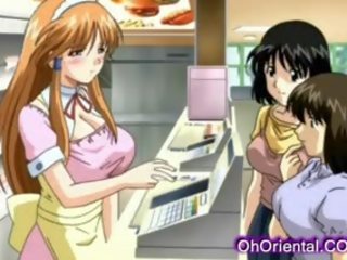 Alluring young waitress gets licked