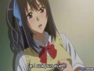 Personable schoolgirl fondled by the wall