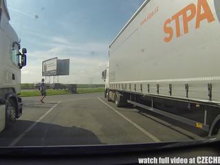 Provocative Young Blonde slut Picked up to Car