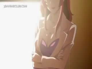 Shorthaired hentai cutie boobs teased by her swell gf