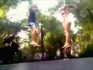 Teens kurang ajar on a trampoline