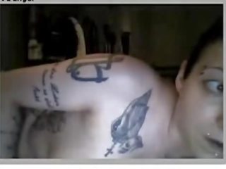 Shaven tatoo jatty movs her stuff on omegle
