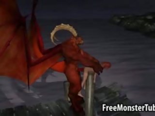 3d kartun femme fatale gets fucked outdoors by a winged demon