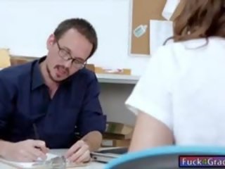 Cute Student Jade Nile Stuffed By A Teacher In The Classroom