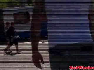 Fishnet call girl cocksucking before doggystyle