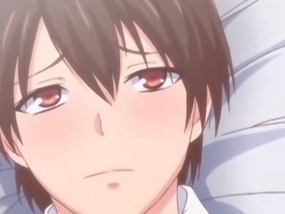 Lusty anime with massive tits jerks