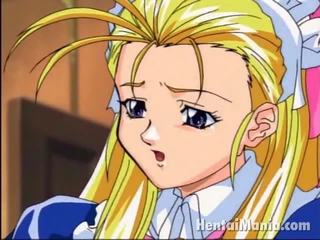 Provocative blondinka manga hottie getting daňmak up and nailed in a 3 adam
