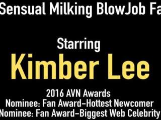 Kimber lee wets her lips & slowly sucks & spits on your
