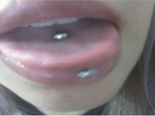More alluring Latina Pierced Tongue Long Nails Fingernails