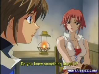 Delightful toon Red head with succulent breasts gives bloke his first taste of puss