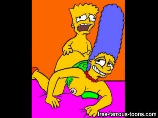 Sexually aroused Bart Simpson bangs Marge and Lisa hard and fast