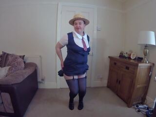 Hap mami veshur i dashur uniformë me çorape të gjata & suspenders