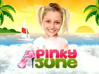 Marvellous berambut perang remaja pinky june dalam spandeks mempunyai hebat dan unclothed