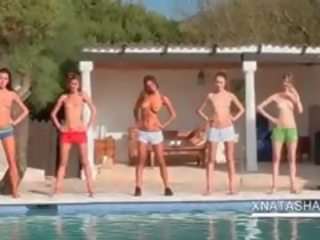 Lesbian Russian Girlfriends Doing Their Group Work Out Naked