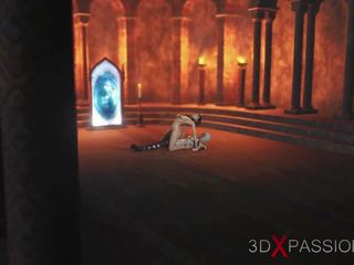 3d dickgirl witch fucks a charming young female in the dark castle