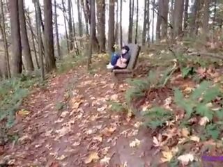 Little kitty gets caught in the forest and sucks a johnson to keep her secret&excl;