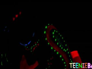 Colorful moderate blows manhood before pounding in fishnets