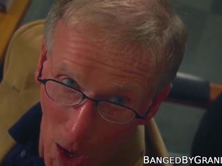 Scrawny Old Dude Drills a Stunning Blondes Tight Pussy