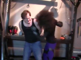 Splendid Interracial Mma femme fatale Beats Down White Slave: adult movie 43