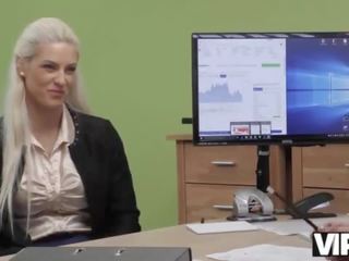 VIP4K&period; Tanned beauty passes dirty adult video casting in the loan office