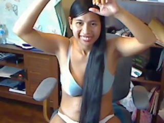 Perky Long Haired Asian Striptease and Hairplay: HD x rated clip da