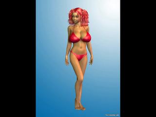 3d rūdmataina ar milzīgs bumbulīši uz a sarkans bikini