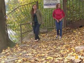 Brunette Friends Piss Together by River, xxx film b0