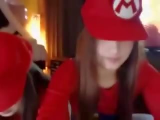 Lesbian mario girls having fun - sexy cosputer outfits