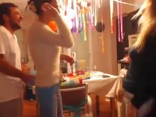Sweetdesire and Her GF Strip in Kitchen While the fellows
