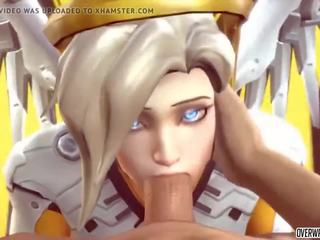 Exceptional mercy from overwatch gets to suck on big shaft nicely