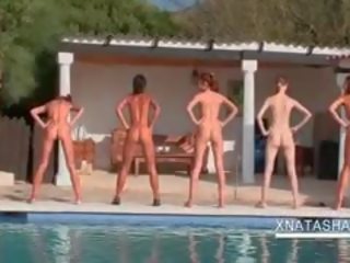 Lesbian Russian Girlfriends Doing Their Group Work Out Naked
