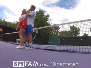 Spyfam step bro gives step sis tenis lessons & big peter