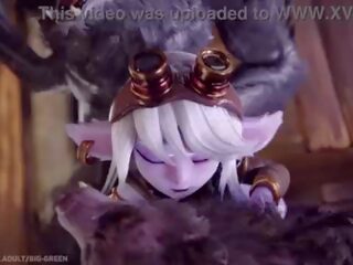 Tristana stretched by monstr cocks