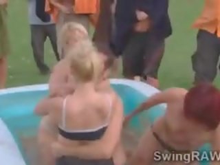 Elite Blonde And Brunette Babes Swap Couples At The Pool