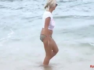 Chloe goes topless on a day at the beach - Public xxx clip