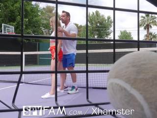 Spyfam Step Bro Gives Step Sis Tennis Lessons & Big peter
