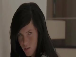 Unique blackhaired seductress with freckles
