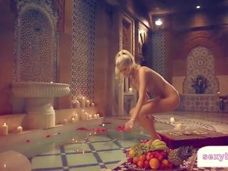 Perfect blonde Playboy enchantress bathing mov