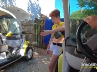 Roadside - Short Haired Redhead Gets Fucked By Mechanic's Big dick