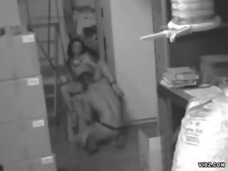 Libidinous couple took a quickie at the store room
