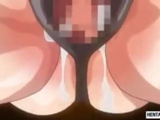 Tied up hentai adolescent with nipple clamps whipped and fucked