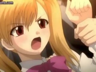 Blondinka anime teenie doing el bilen işlemek